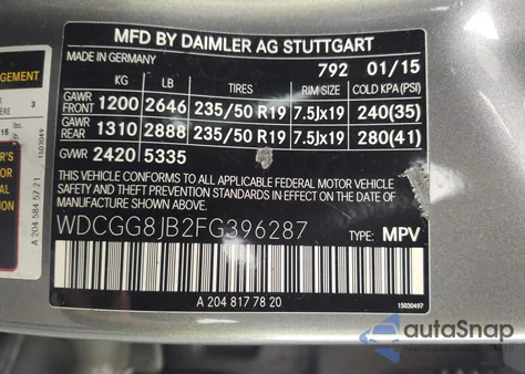 2015 Mercedes-Benz Glk 350 4Matic z USA, uszkodzony, nr VIN WDCGG8JB2FG396287